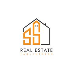 initial monogram logo for real estate With home shape creative design.
