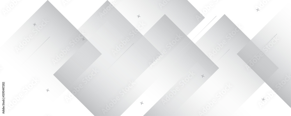 Poster white abstract square shape geometric line pattern background design. white and gray overlap triangl