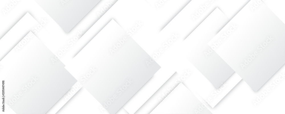Poster white abstract square shape geometric line pattern background design. white and gray overlap triangl