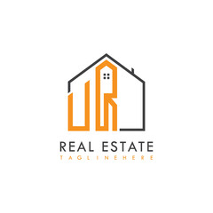 initial monogram logo for real estate With home shape creative design.
