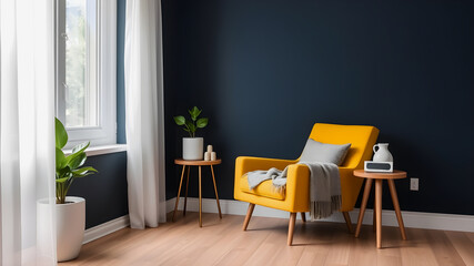 Fototapeta premium Cozy Corner with a Pop of Yellow Stylish Interior Design