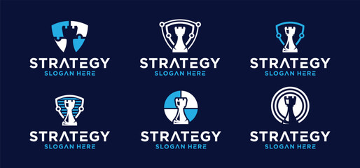 Chess castle logo with strategy concept, Chess Horse Logo.