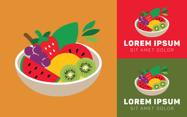 Colorful Salad Icon Logo in Fun Style