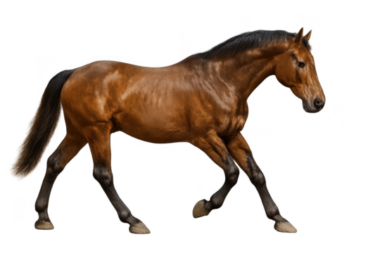 Stunning Brown Horse Walking Gracefully in Natural Motion