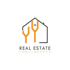 initial monogram logo for real estate With home shape creative design.
