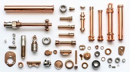 Obraz premium Neatly arranged plumbing components, showcasing precision and organization in design. 