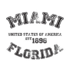 vintage college varsity florida's miami city slogan emblem print with grunge effect for graphic tee t shirt or sweatshirt - vector