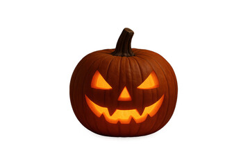 Halloween Pumpkin Lantern with Scary Face and Glowing Light