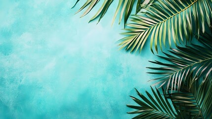 Tropical palm leaves background with copy space