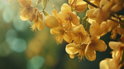 Obraz premium Yellow Flower Blossoms with Soft Blur Background in Natural Setting