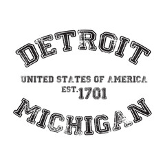 vintage college varsity michigan's detroit city slogan emblem print with grunge effect for graphic tee t shirt or sweatshirt - vector