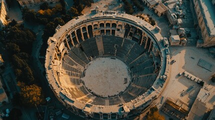 Fototapeta premium Aerial View of the Ancient Roman Theatre of Aspendos, Turkey