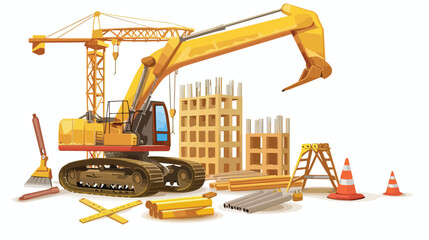 Professional Under Construction Image on White Background Vector Illustration