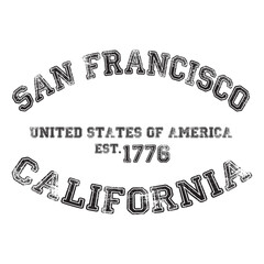 vintage college varsity california's san francisco city slogan emblem print with grunge effect for graphic tee t shirt or sweatshirt - vector