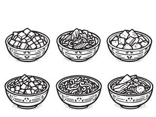 Jorim line art traditional Korean dish food hand drawn illustration 