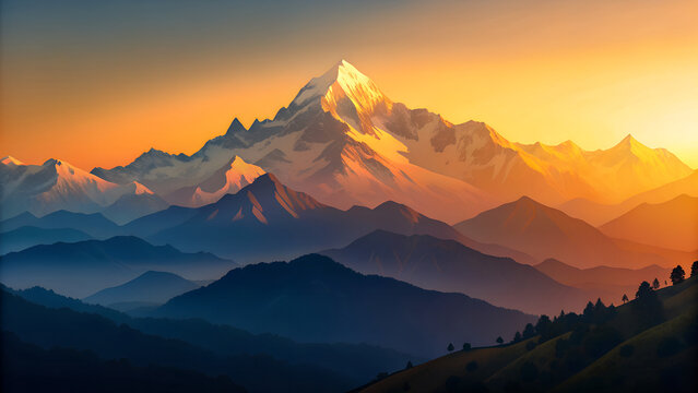 Sunrise at Nanda Devi peak in Uttarakhand GENERATIVE AI