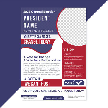 Political election flyer Template with vote campaign leaflet Poster layout design