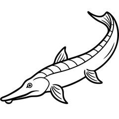 Line art collection of aquatic and wetland creatures, featuring elegant and minimal illustrations of fish, amphibians, birds, and aquatic animals. Perfect for nature-themed designs, educational materi