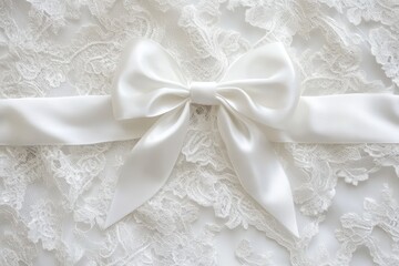 Elegant Bridal Attire: Stunning Wedding Dress with White Bow Against a Pristine White Backdrop