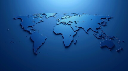 Naklejka premium Minimalistic 3D world map on a soft blue gradient backdrop, featuring a simplified representation