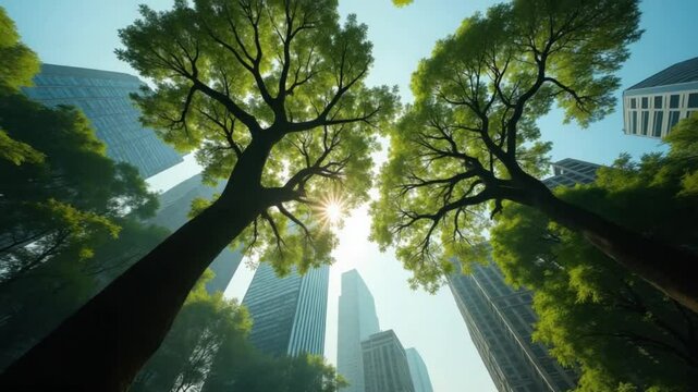 Forest canopy with morning sunlight