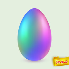 Vibrant holographic Easter egg with soft rainbow colors and realistic lighting. Perfect for seasonal, festive, or decorative use in high-quality digital design.