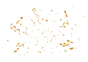 Bursting shiny gold confetti and award ribbons, celebration design element