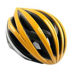 Bicycle Helmet Isolated On Transparent Background, showcasing its aerodynamic design and safety features, ideal for sports, cycling, and protective gear visuals