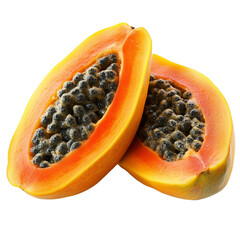 Papaya Isolated On Transparent Background, ideal for tropical fruit and healthy food designs