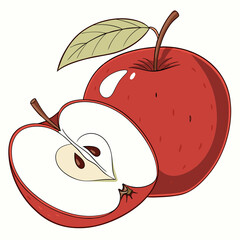 red apple on white background