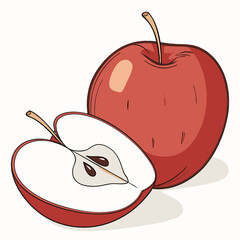 red apple on white background