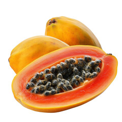 Papaya Isolated On Transparent Background, ideal for tropical fruit and healthy food designs