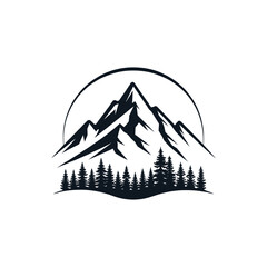 mountain silhouette logo vector line art logo design
