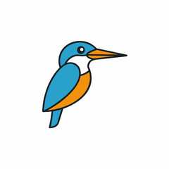 Kingfisher Bird Icon Vector Elegant Line Art Illustrations for Nature Inspired Designs