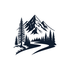 Obraz premium mountain silhouette logo vector line art logo design 