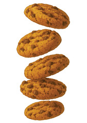 Stack of Chocolate Chip Cookies Illustration PNG with Transparent Background