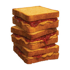 Peanut Butter and Jelly Sandwich Illustration PNG with Transparent Background