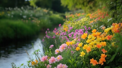 Obraz premium Flower garden stream nature image