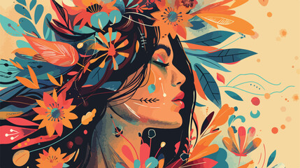 Naklejka premium Boho Style Design Vector Illustration for Creative Projects and Fashion Designs