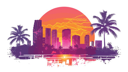 Miami Design Over White Background Vector Illustration for Professional Presentations and Graphic Design Projects