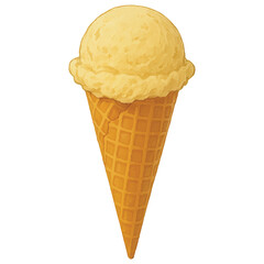 Vanilla Ice Cream Cone Illustration – Hand-Drawn Dessert Art for Summer and Menu Designs