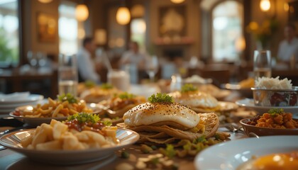 Delicious Food Catering Spread in Restaurant Setting