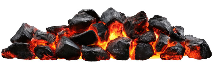 Smoldering Burning Coals on transparent background