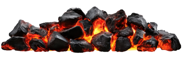 Smoldering Burning Coals on transparent background
