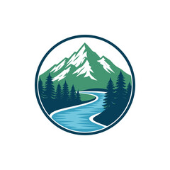 mountain silhouette logo vector line art logo design
