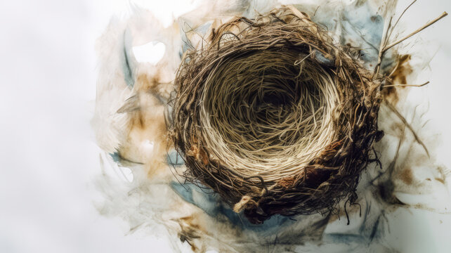 bird nest on white background