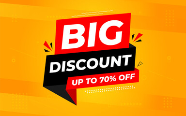 Big Discounts sale banner vector template. Discount banner. Sale label and discounts background, Discount Promotion marketing poster design for web and Social. Vector Illustration.