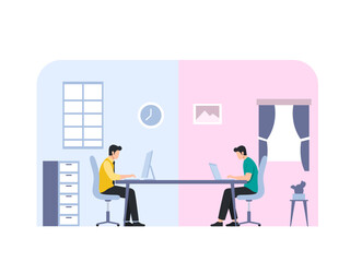 business man and woman in office