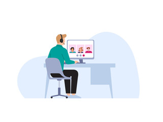 virtual meeting video call flat illustration