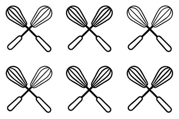 Crossed Whisk Icon Sy Creative Line Drawing